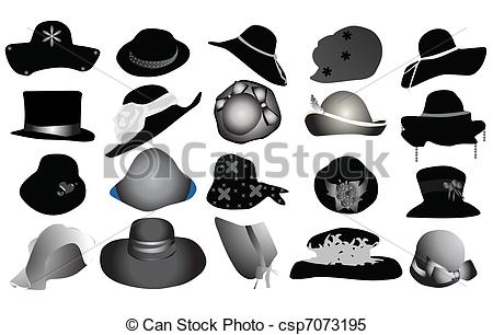 Clipart Vector Of Woman Hats   Hats For Woman Csp7073195   Search Clip