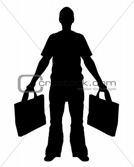 Description Illustrated Silhouette Of A Man Shopping Keywords Man