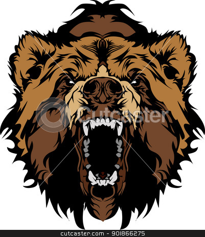 Grizzly Bear Mascot Head Vector Graphic Stock Vector Clipart Graphic
