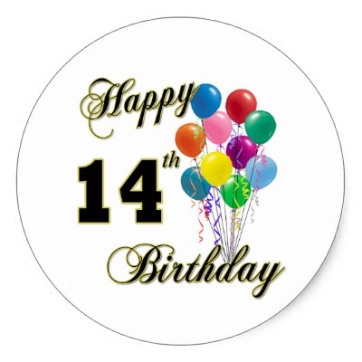 Happy 14th Birthday Gifts And Birthday Apparel Sticker