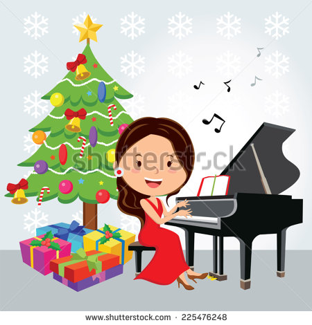     Having A Christmas Piano Recital Or Christmas Concert    Stock Vector