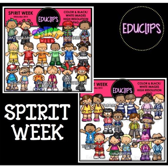 Home   Products   Spirit Week Clip Art Bundle  Color And B W