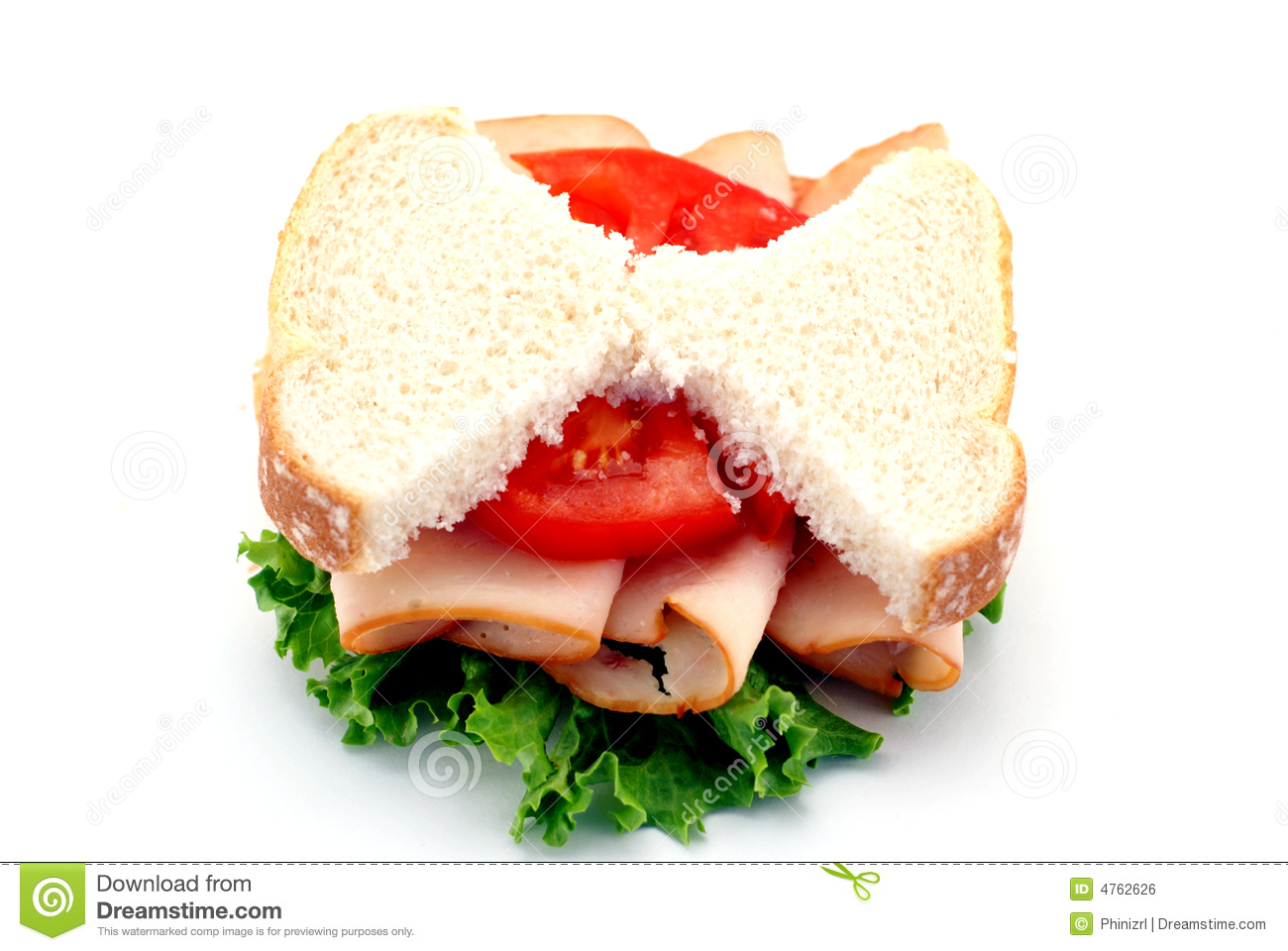 Low Carb Diet Concept With Skinny Bread Slices On A Turkey Sandwich    