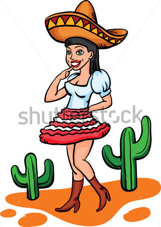 Menina Mexicana De Desenho Animado No Tradicional Vestido Clip Arts