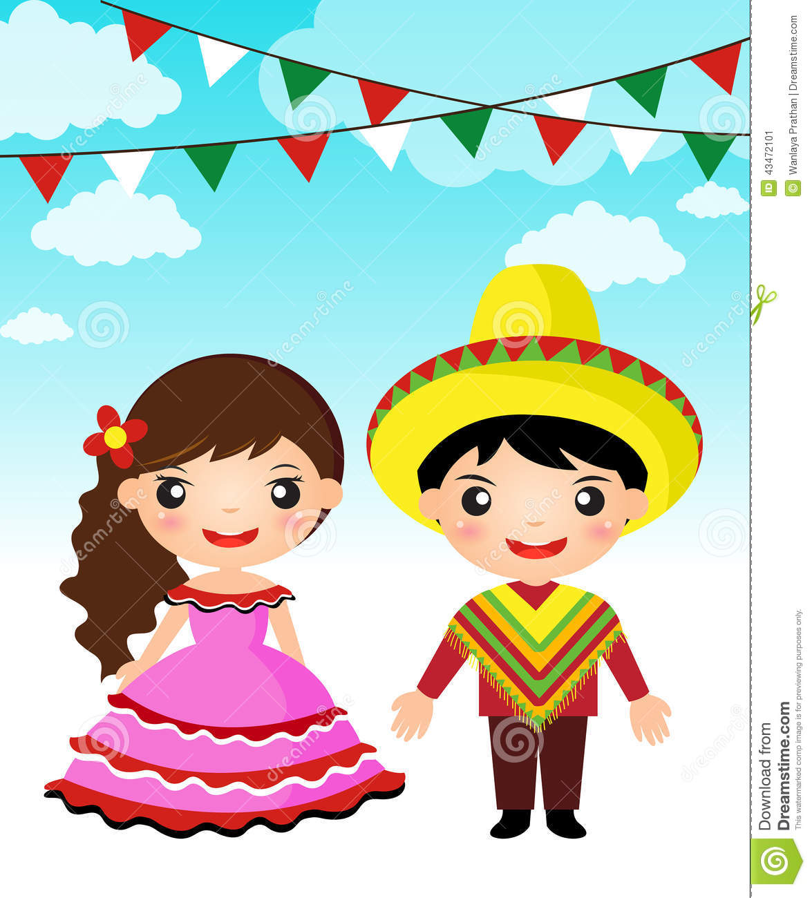 Mexican Couple Traditional Costume Cartoon Stock Vector   Image    