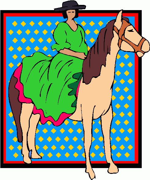 Mexican Girl On Horseback 1 Clipart Clip Art