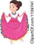 Of A Mexican Folk Dancer Girl In Pink Royalty Free Vector Clipart
