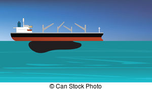 Oil Spill Off A Vessel Of Crude Oil   Vector Illustration Of