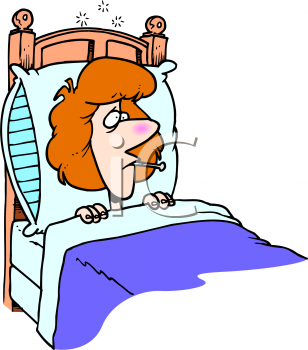 Royalty Free Clip Art Image  Woman Sick In Bed