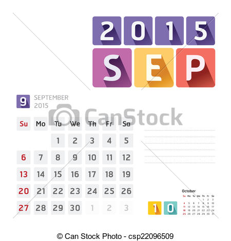 Vector   2015 Calendar Calendar Vector Design  September   Stock
