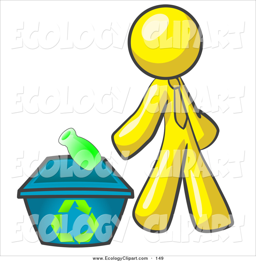 Vector Clip Art Of A Yellow Businessman Tossing A Plastic Container    