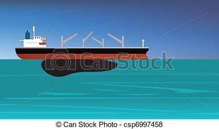 Vector Of Oil Spill Off A Vessel Of Crude Oil   Vector Illustration Of