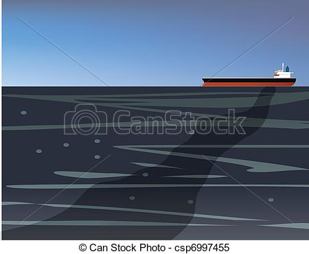 Vector   Oil Spill Off A Vessel Of Crude Oil   Stock Illustration