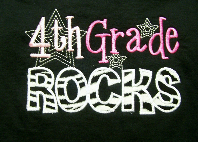 4th Grade Rocks Fourth Grade Rocks School By Trendyembroidery