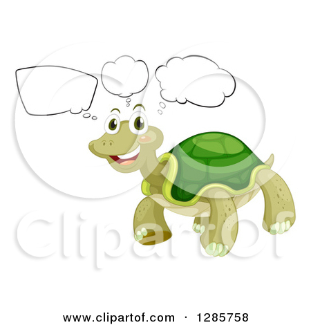 Animal Clipart Of A Happy Turtle Thinking   Royalty Free Vector