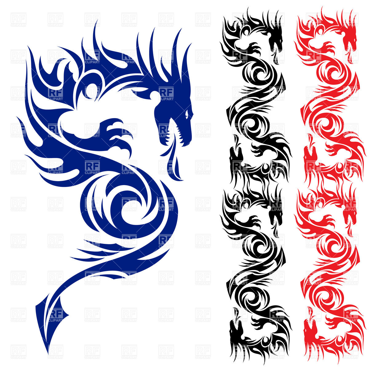 Asian Dragon   Tattoo Pattern 7544 Silhouettes Outlines Download