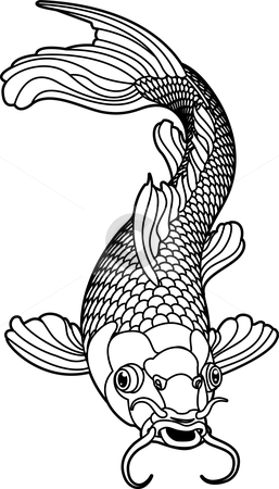 Carp Black And White Fish Stock Vector Clipart A Beautiful Koi Carp    