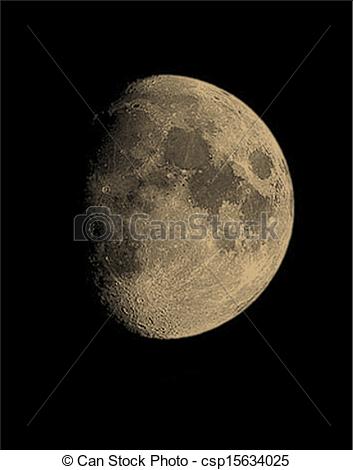 Clip Art Of Waxing Moon   Waxing Gibbous Lunar Phase Of Moon
