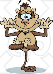 Clipart Illustration Of A Silly Monkey Character Balanced On His Tail