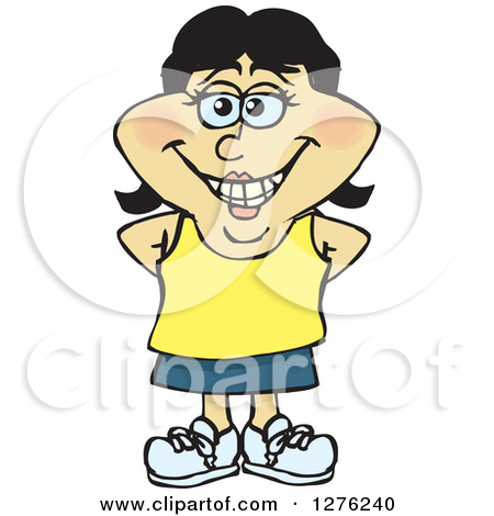 Clipart Of A Casual Asian Woman Standing   Royalty Free Vector