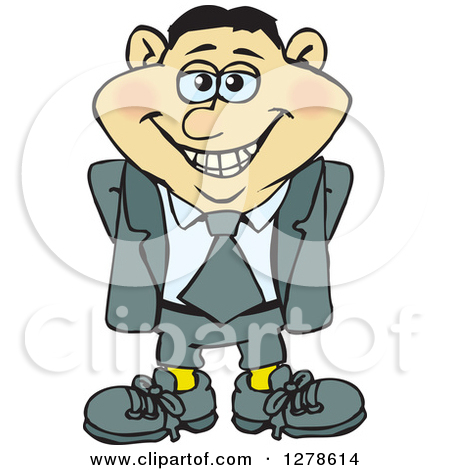 Clipart Of A Happy Smiling Asian Business Man   Royalty Free Vector
