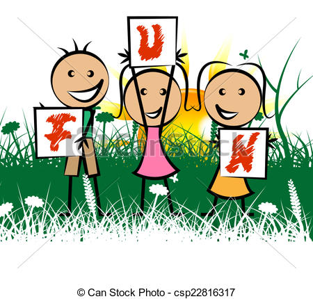 Clipart Of Kids Fun Represents Free Time And Enjoy   Kids Fun
