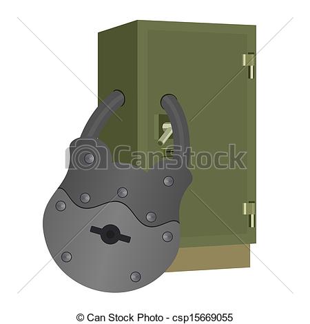 Clipart Vector Of The Lock On The Safe   Padlock Closing A Bank Vault    