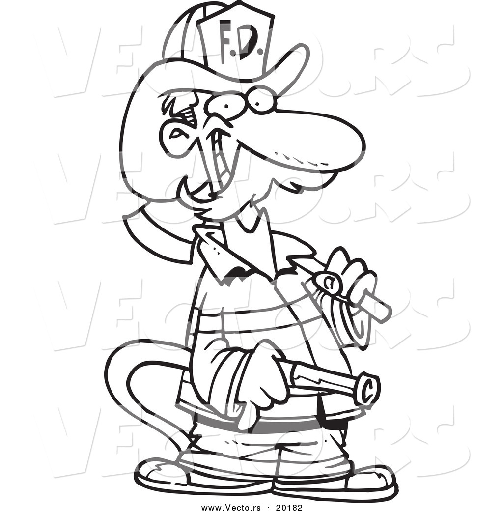 Firefighter Clipart Black And White This Fireman Stock Image