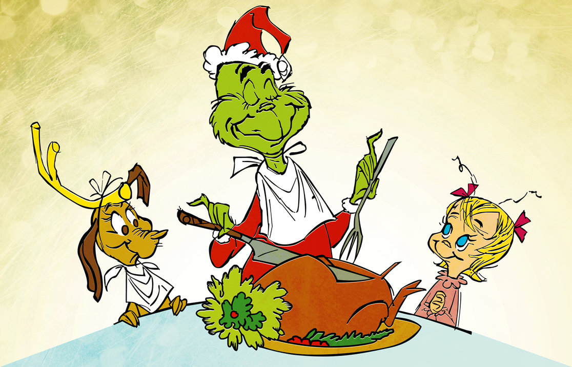 Happy Ending To The Movie As The Grinch Carves The Roast Beast
