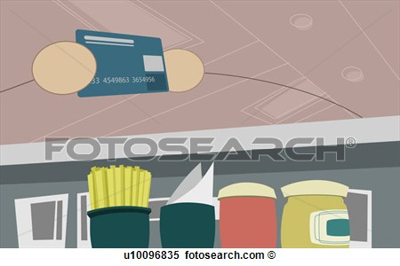 Holding A Credit Card At A Checkout Counter U10096835   Search Clipart