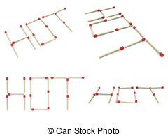 Hot   3d Render Of One Matchstick Which Build The Word Hot   