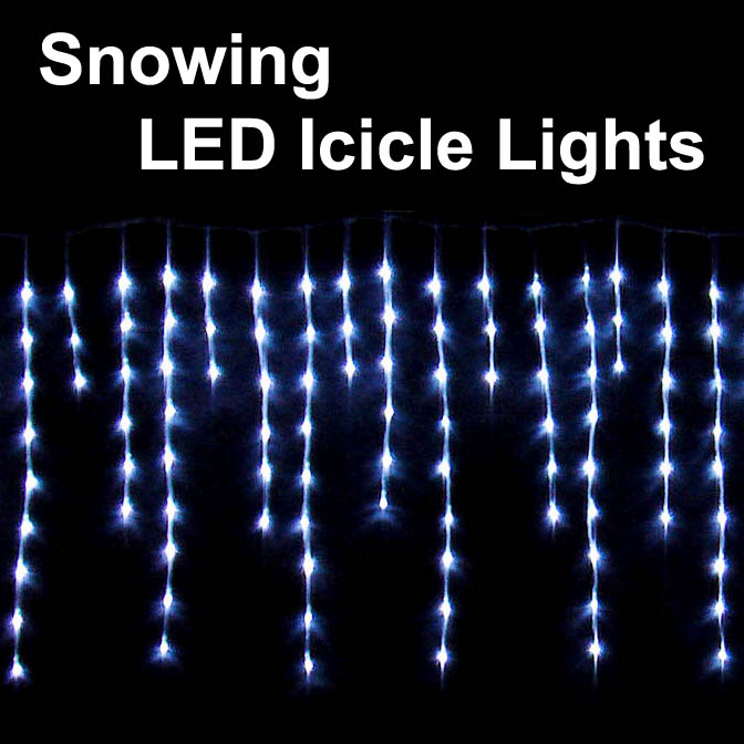 Icicle Lights With Snowing