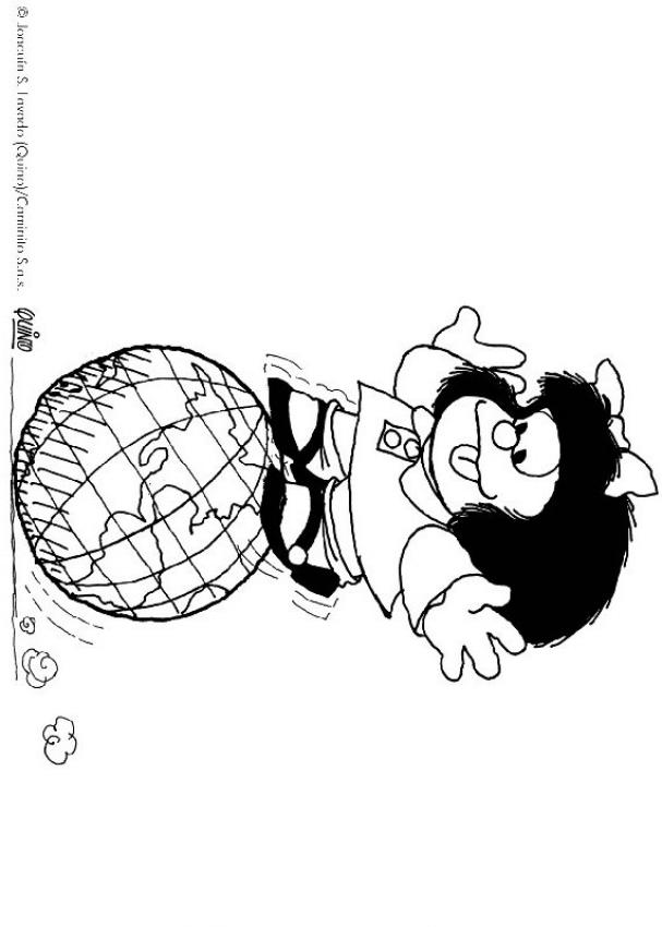 Mafalda With Globe Coloring