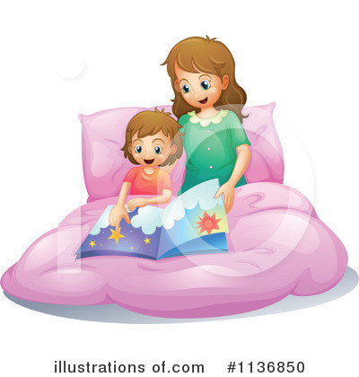 Mom Reading In Bed Clip Art