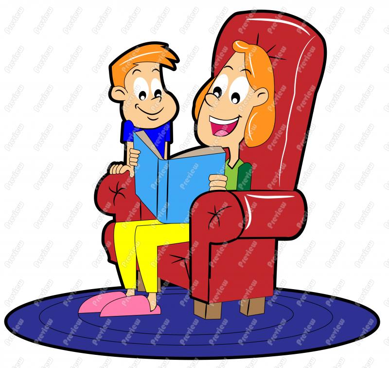 Mother Reading Story To Son Clip Art   Royalty Free Clipart   Vector    