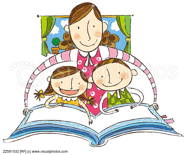 Mother Saying Bed Time Story To Her Children   Stock Photos   Royalty    