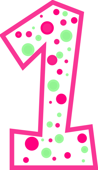 Number 1 Pink And Green Polkadot Clip Art At Clker Com   Vector Clip    