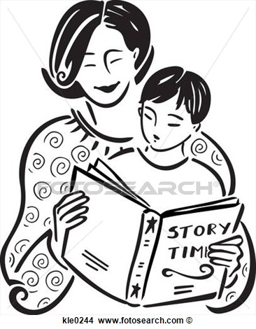 Of A Mother Reading A Story Book To Her Son Kle0244   Search Clip Art    