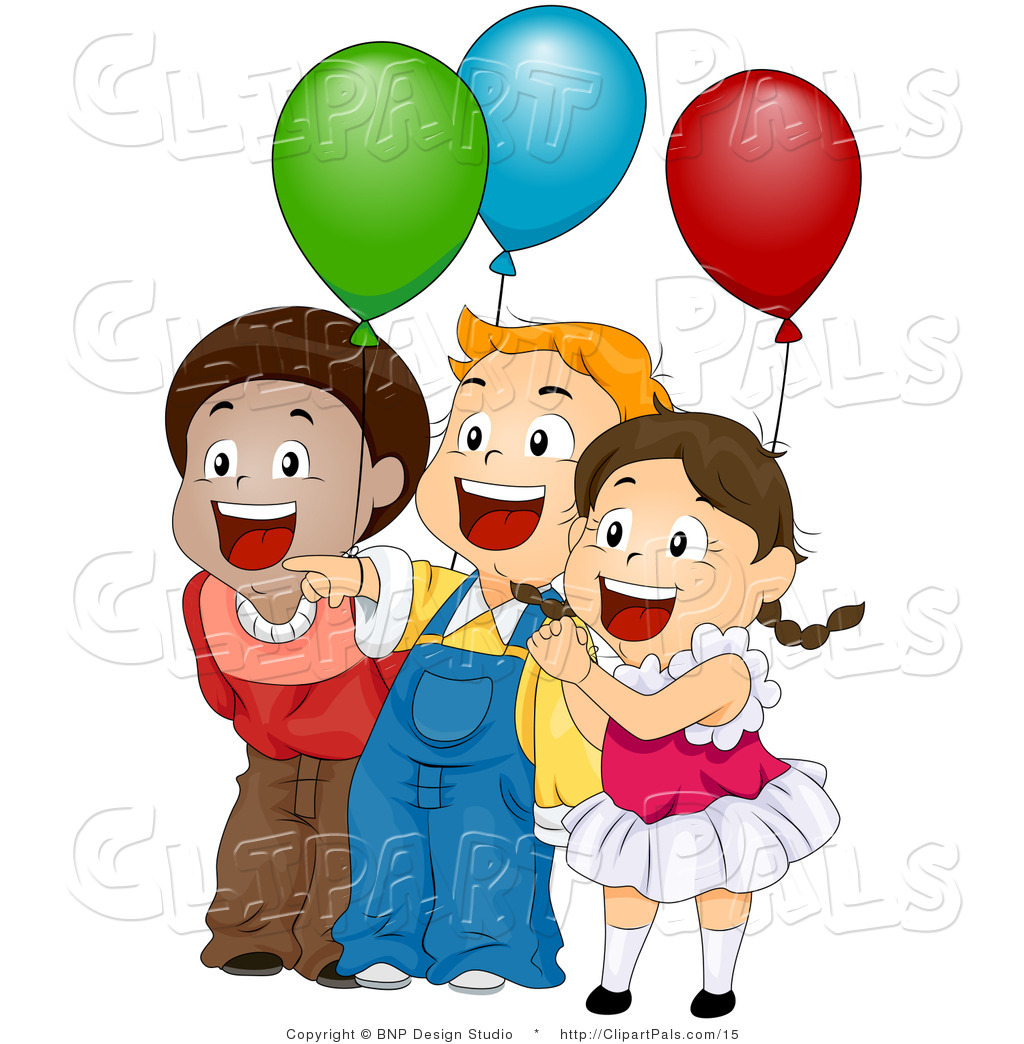 Pal Clipart Of Excited Children With Party Balloons By Bnp Design