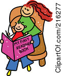 Rf Clipart Illustration Of A Childs Sketch Of A Mom And Son Reading