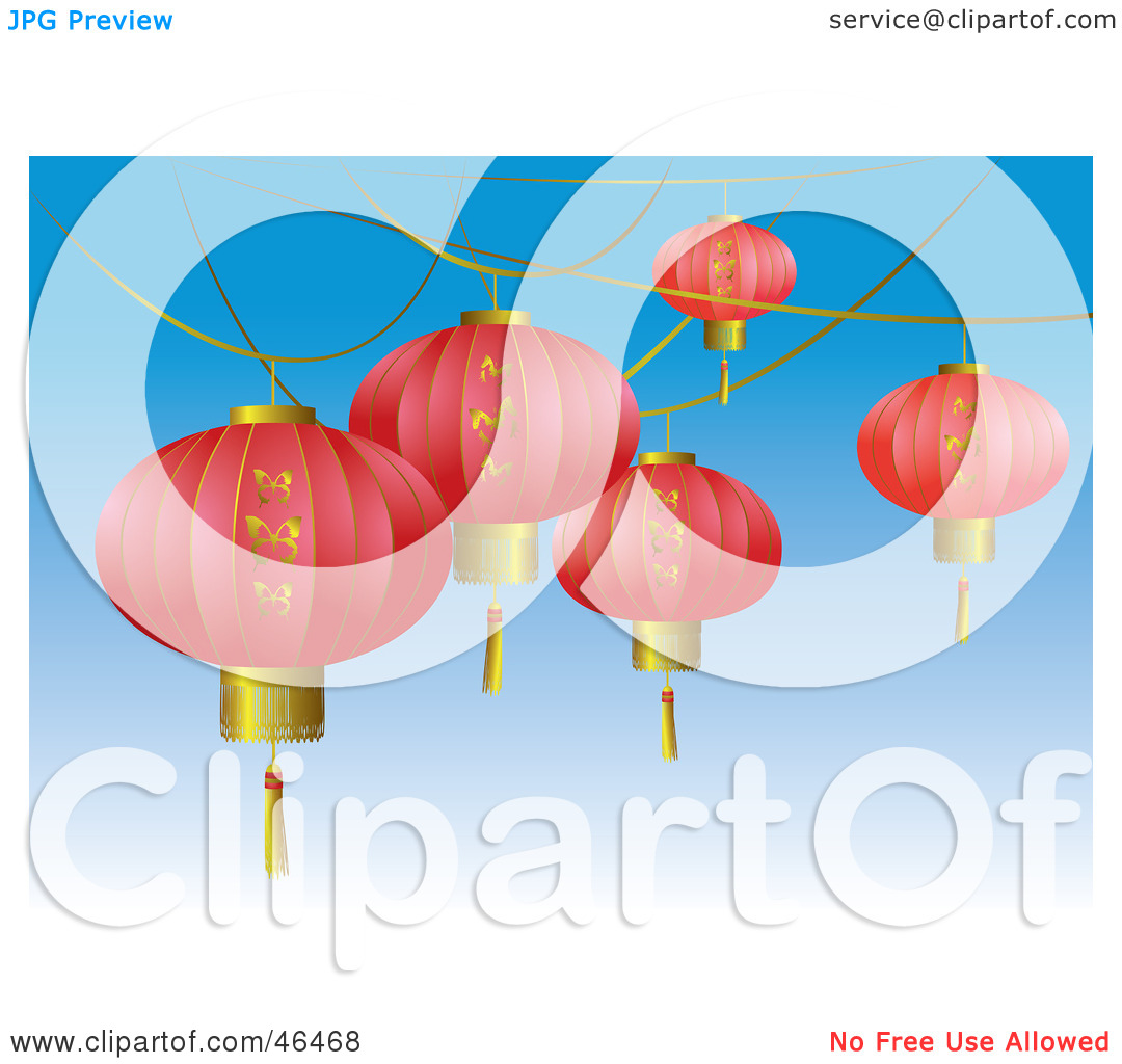 Royalty Free  Rf  Clipart Illustration Of Pink Asian Lanterns With
