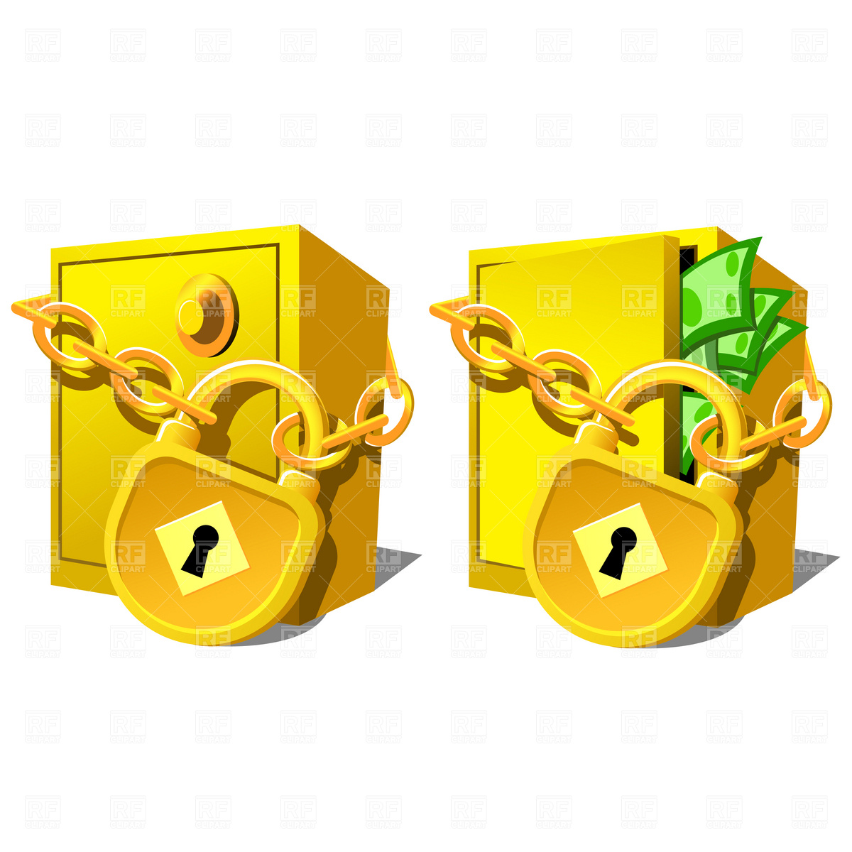 Safe With Padlock And Chain Download Royalty Free Vector Clipart  Eps