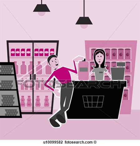 Sales Clerk Standing At A Checkout Counter U10099582   Search Clipart