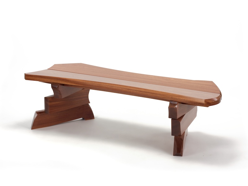 Shifting Slab Bench  Contemporary Wood Bench With Funky Legs That    