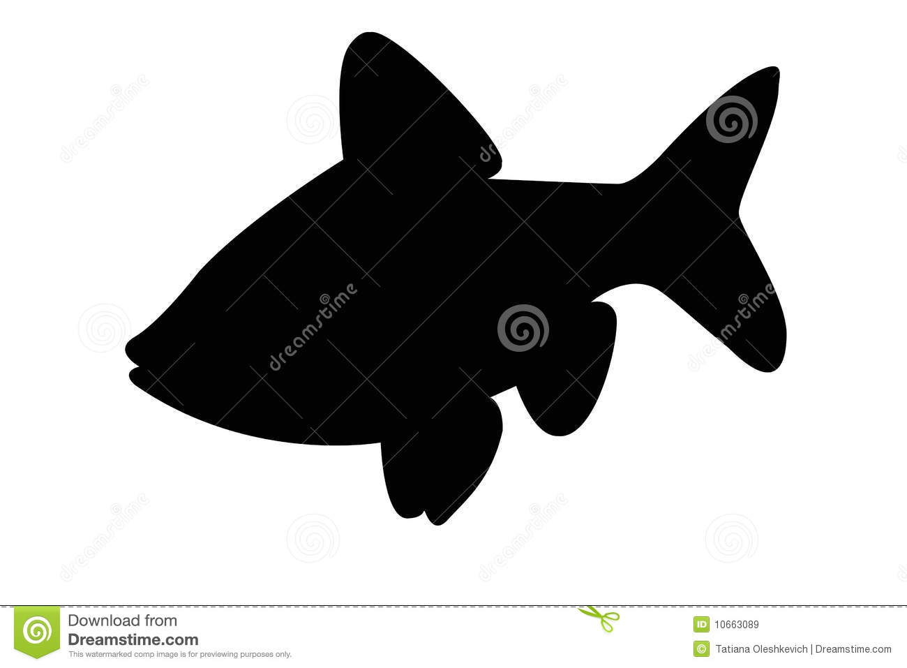 Silhouette Of Crucian Carp Fish Isolate Royalty Free Stock Images