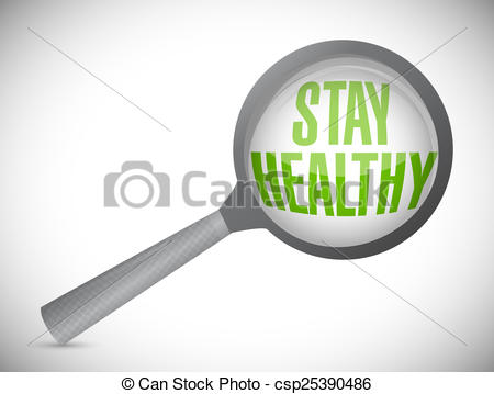 Stay Healthy Magnify Glass Illustration Design Over A White Background