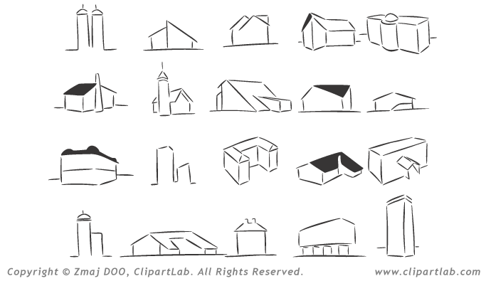 Vector Art Clipart Collection Vol  3  Buildings   Preview