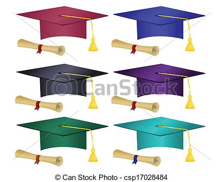 Vector Of Multiple Colored Graduation Hats An   Vector Illustration Of