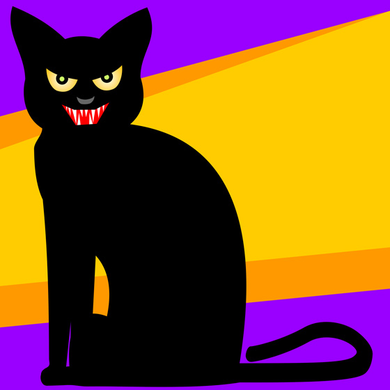 Black Cat With Evil Grin   Free Clip Art