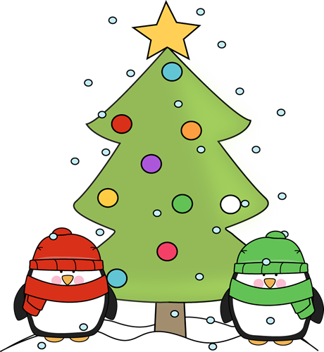 Christmas Penguins And Christmas Tree Clip Art   Christmas Penguins